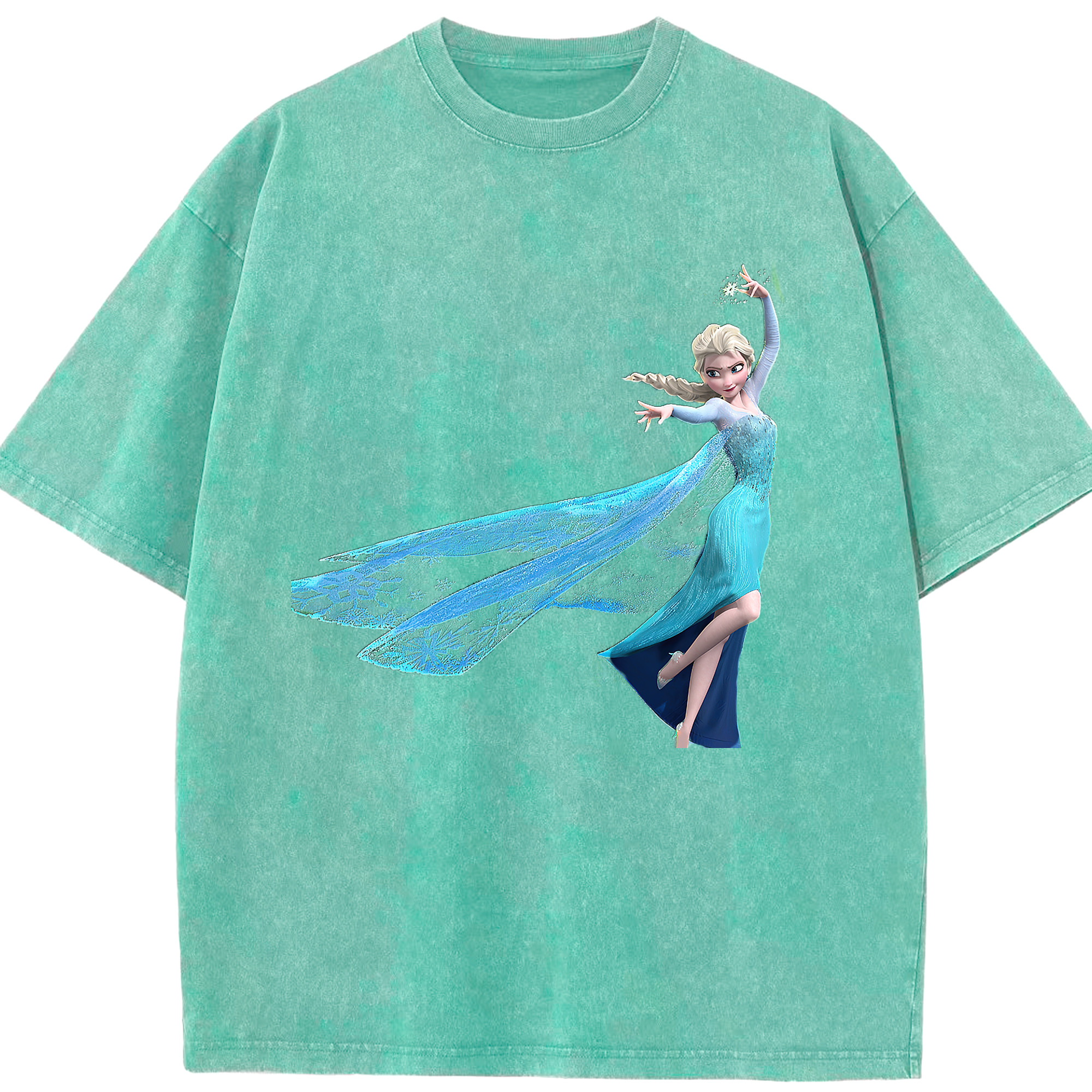 （画像用） アナと雪の女王 アンナ エルサ Frozen Anna Elsa 綿100% ヴィンテージ風 半袖Tシャツ（フロントプリント）